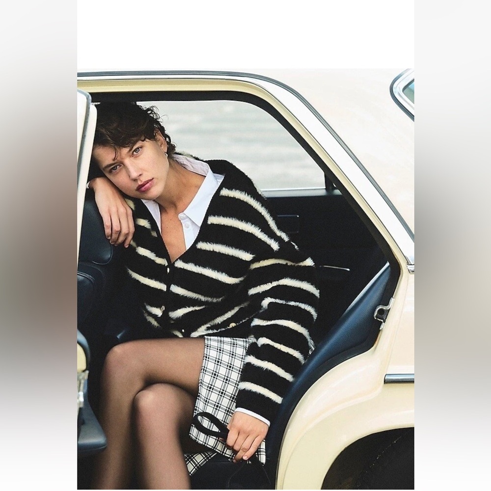 J Crew Lady Jacket Sweater in Striped Brushed Yarn Sz. Med NWT - Picture 4 of 9